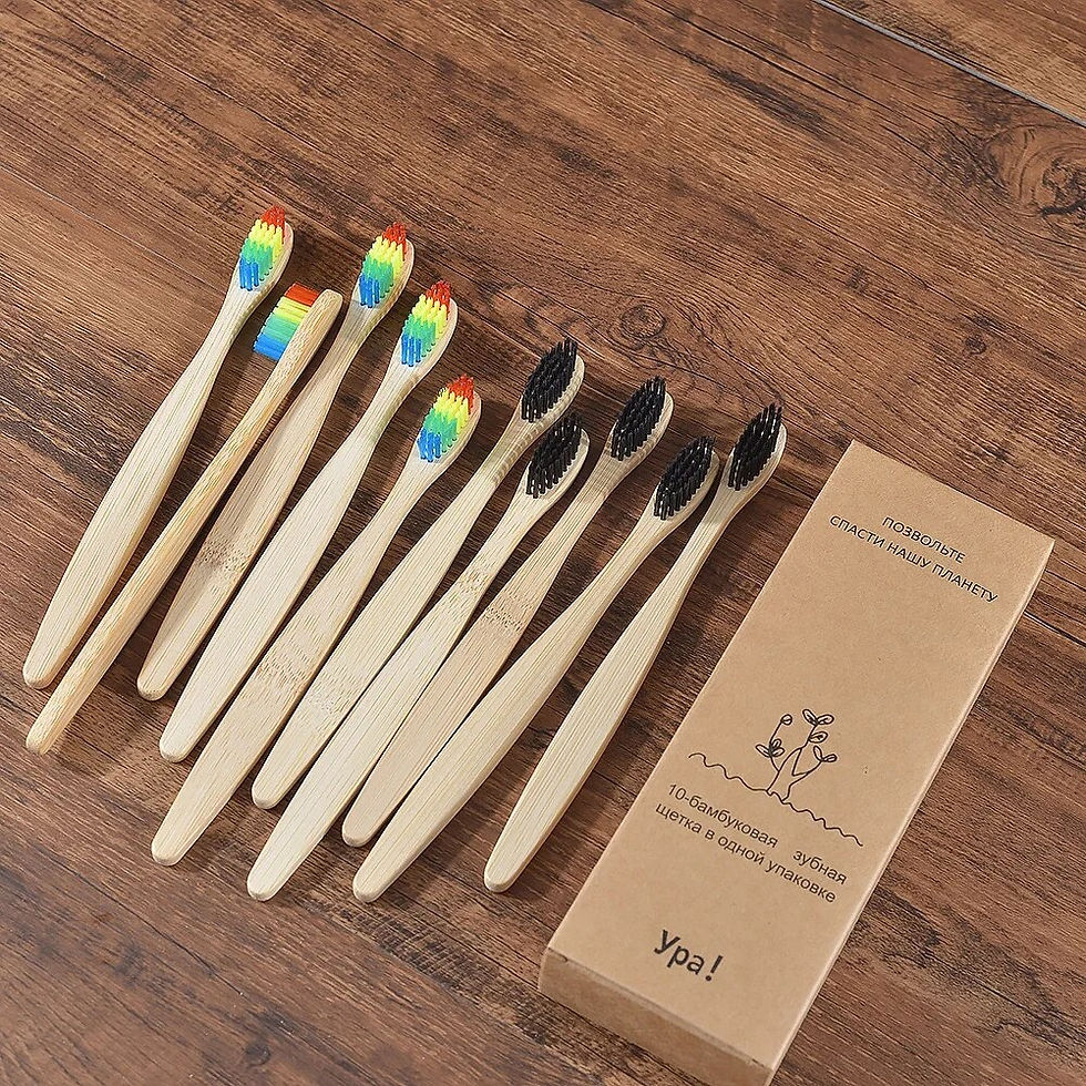 Thumbnail: 10Pcs Colorful Toothbrush Natural Bamboo 