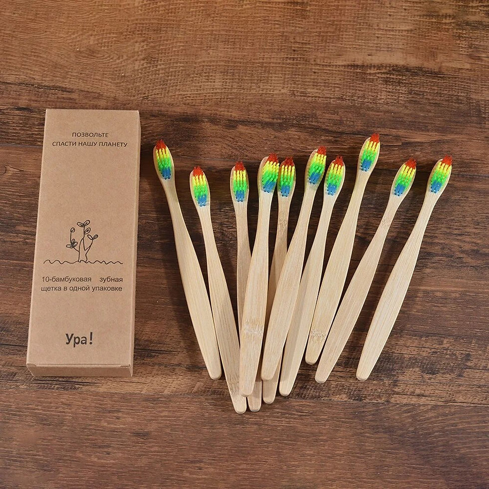 Thumbnail: 10Pcs Colorful Toothbrush Natural Bamboo 