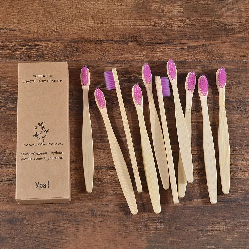 Thumbnail: 10Pcs Colorful Toothbrush Natural Bamboo 