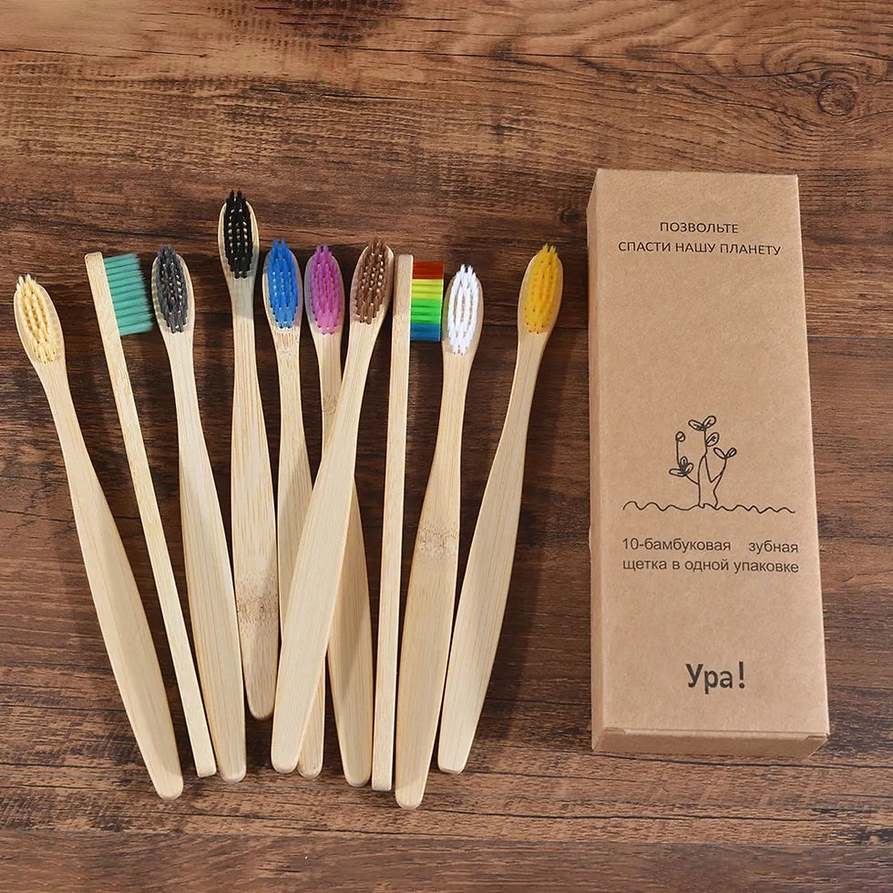 Thumbnail: 10Pcs Colorful Toothbrush Natural Bamboo 
