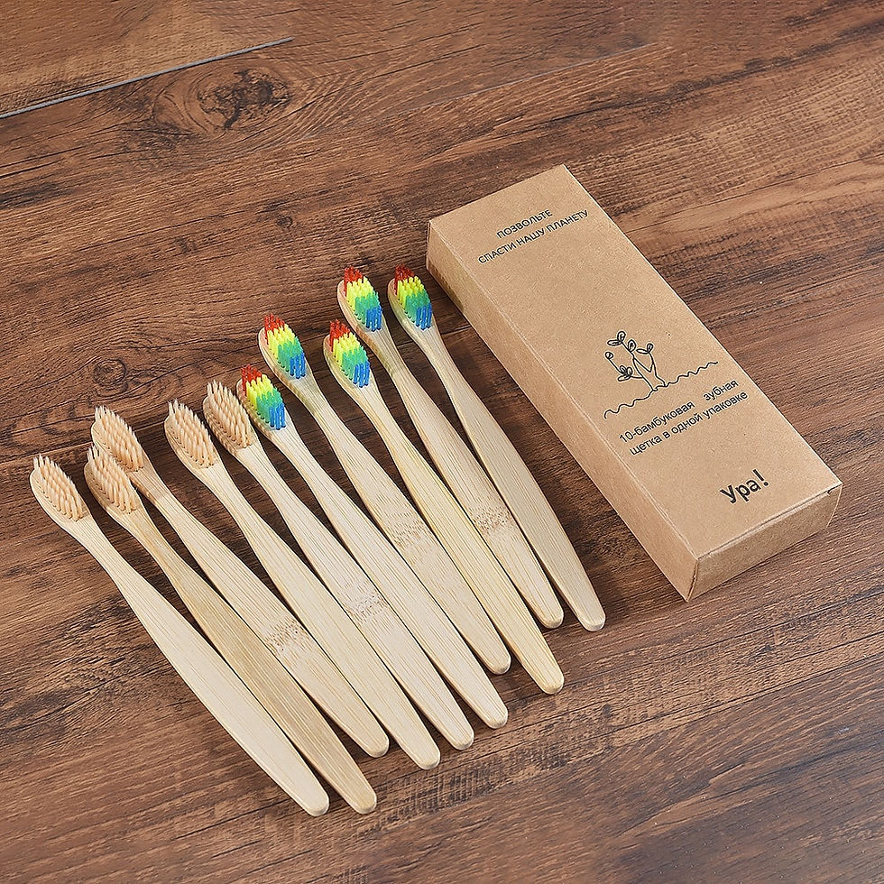 Thumbnail: 10Pcs Colorful Toothbrush Natural Bamboo 