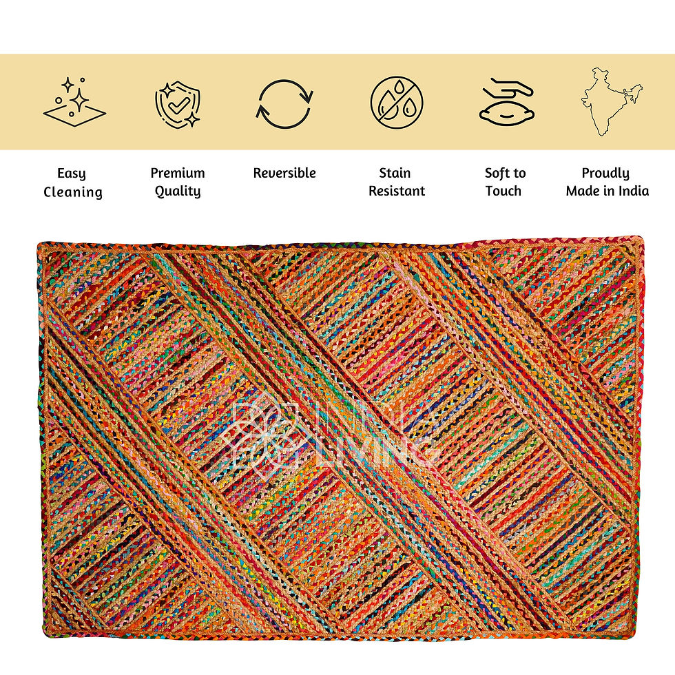 Thumbnail: Multi Chindi Striped Jute Rag Rug - Handcrafted