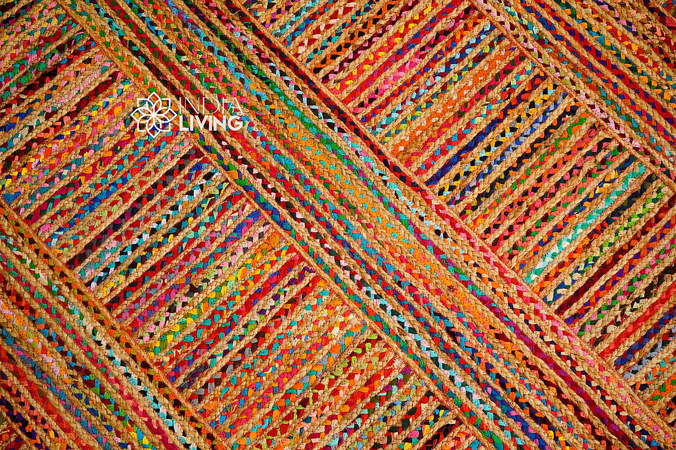 Thumbnail: Multi Chindi Striped Jute Rag Rug - Handcrafted