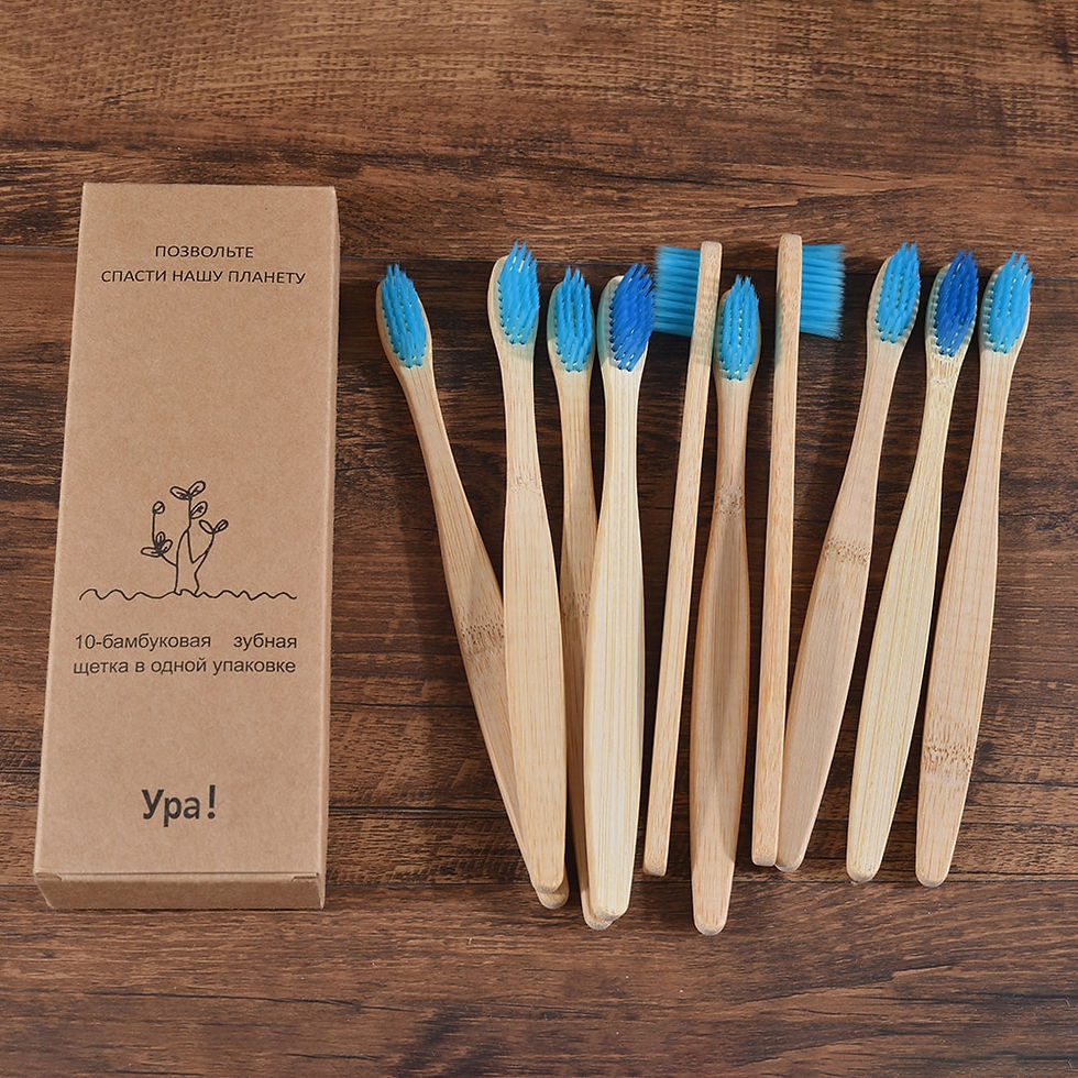 Thumbnail: 10Pcs Colorful Toothbrush Natural Bamboo 