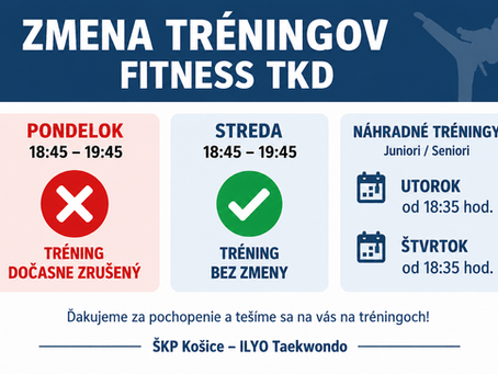 Zmena tréningov Fitness TKD