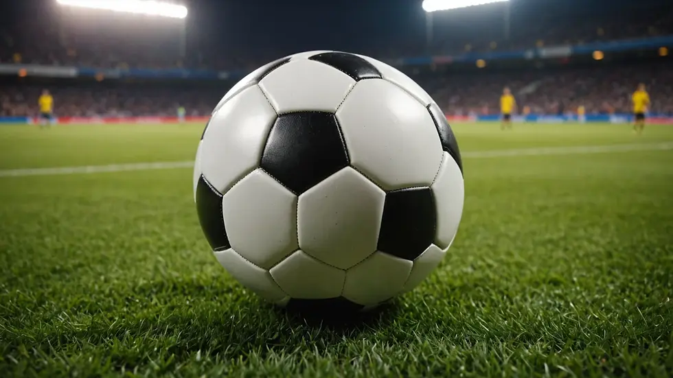 Close-up view of a soccer ball on the pitch during a game