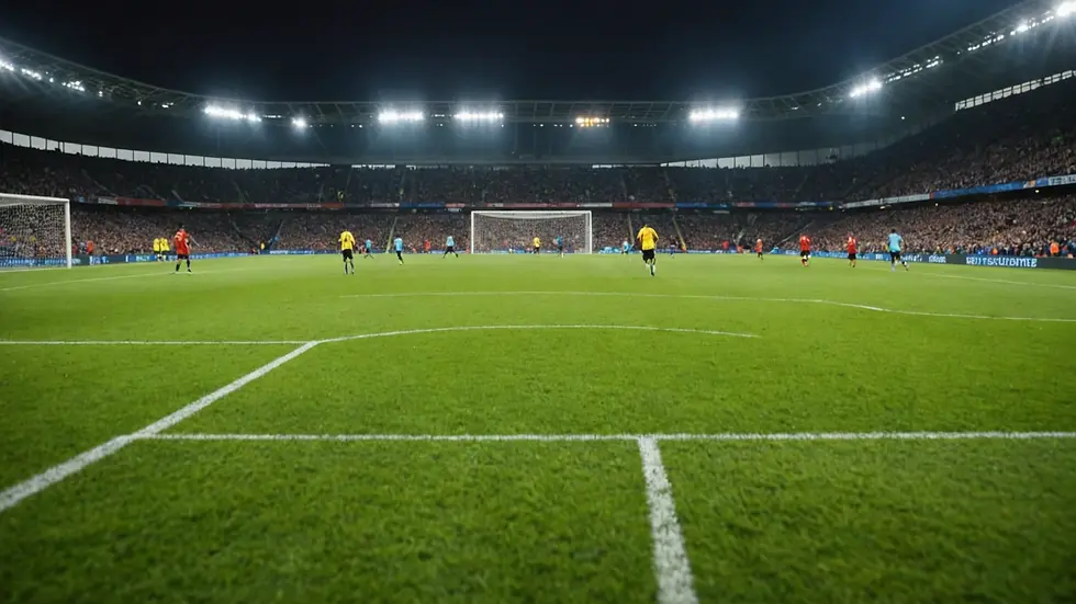 Eye-level view of a soccer field during a thrilling match