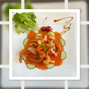 72. Scampis frits à la sauce aigre-douce