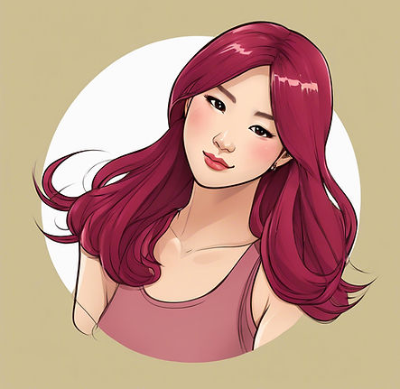 a face of sassy asian female with burgundy long hair.jpg