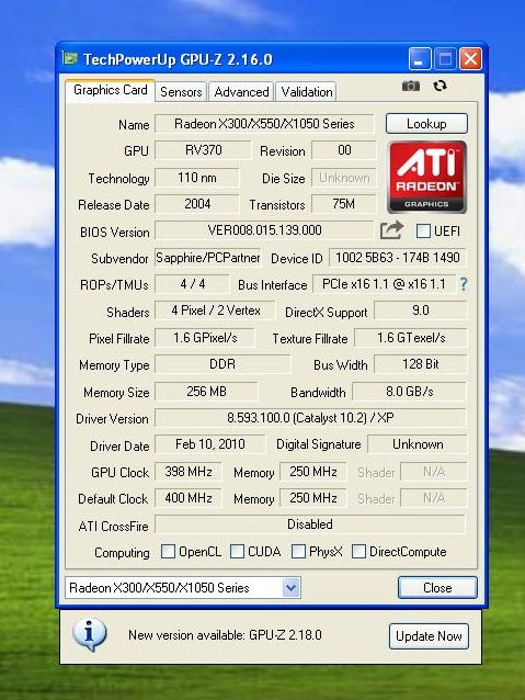 Thumbnail: SAPPHIRE ATI Radeon X550