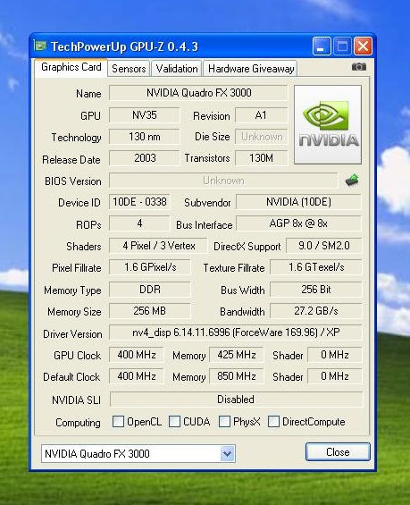 Thumbnail: NVIDIA Quadro FX 3000 256MB DDR3 AGP