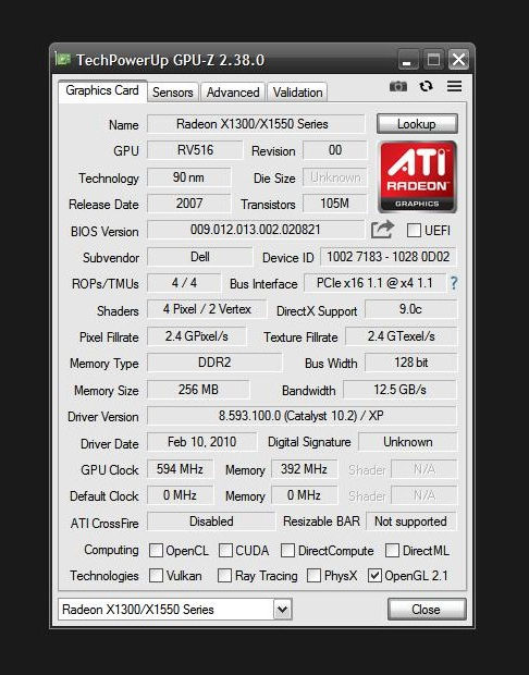Thumbnail: DELL ATI Radeon X1300 256MB DDR2 128bit PCIe LP