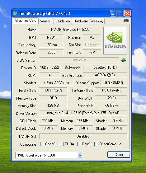 Thumbnail: LEADTEK NVIDIA GeForce FX 5200 128MB DDR 128bit AGP