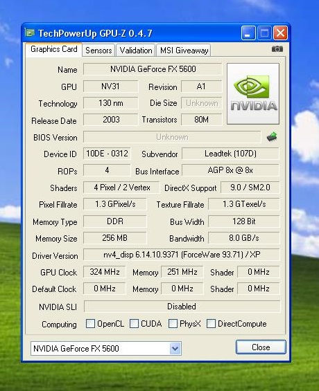 Thumbnail: LEADTEK NVIDIA GeForce FX 5600 256MB