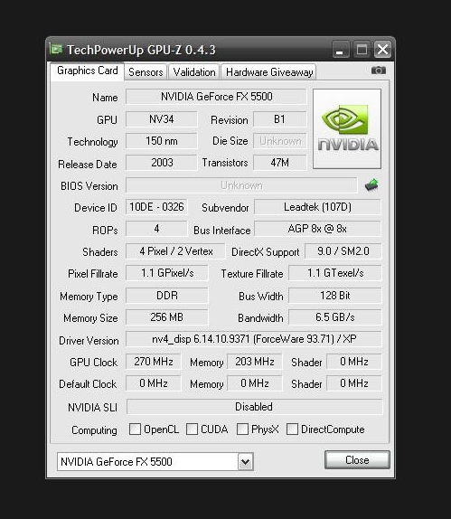 Thumbnail: LEADTEK NVIDIA GeForce FX 5500 256MB DDR AGP