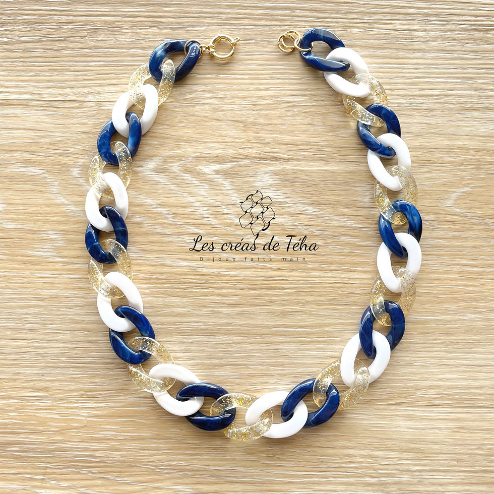 Collier bleu et blanc, Les créas de Téha