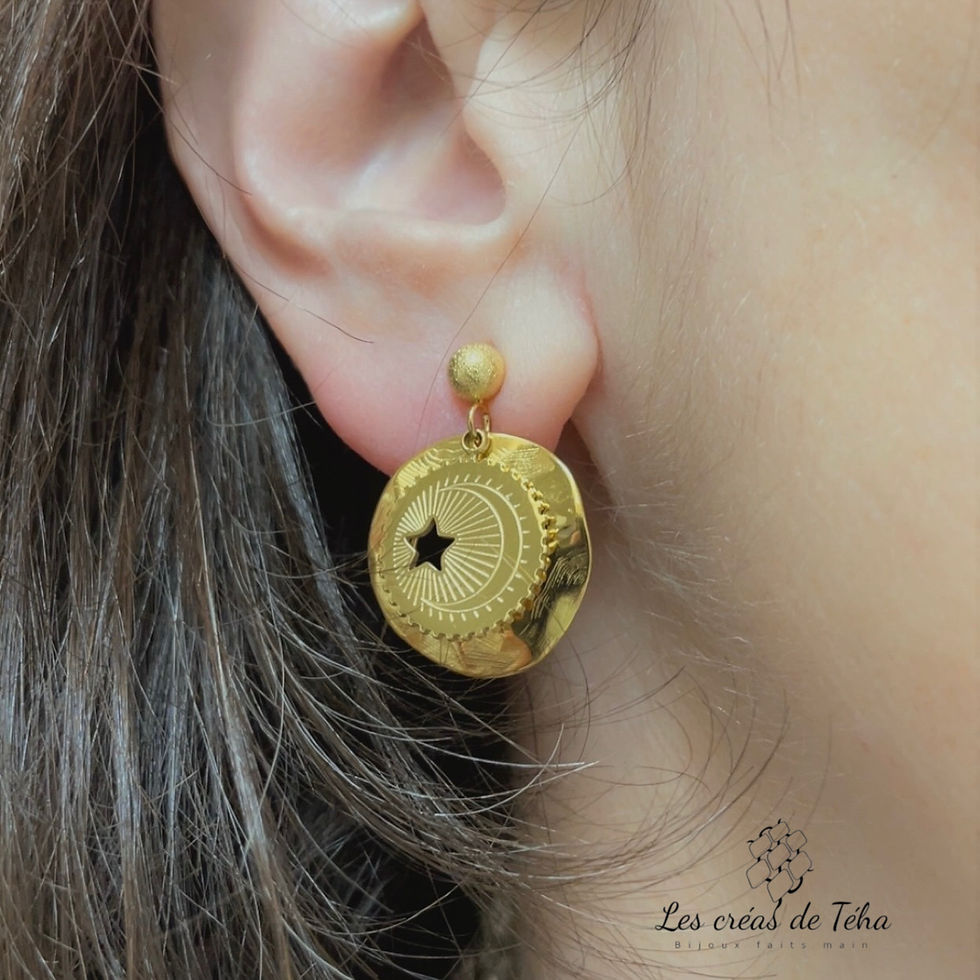 Miniature : Boucles d'oreilles avec breloque en acier inoxydable par Les créas de Téha