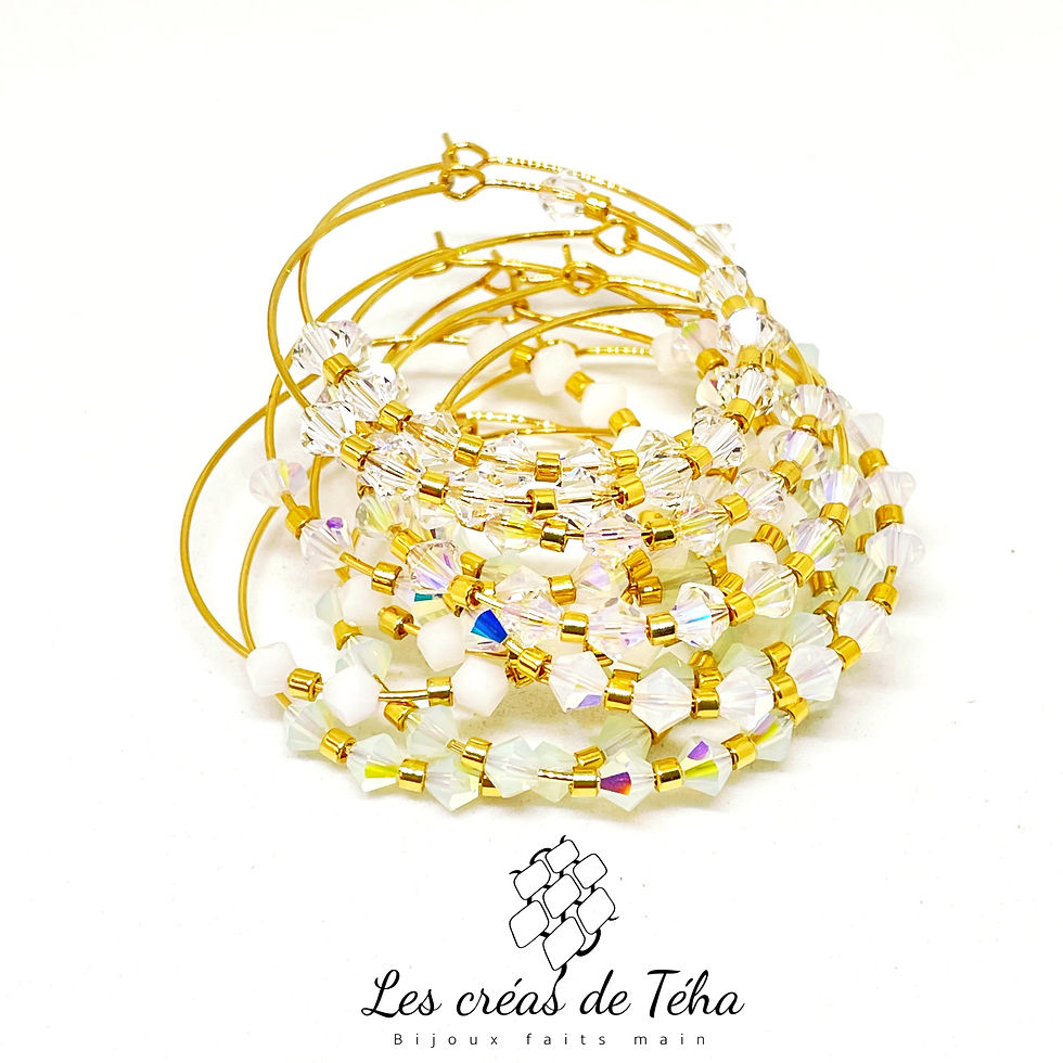 Bracelets dorés et cristaux, Les créas de Téha