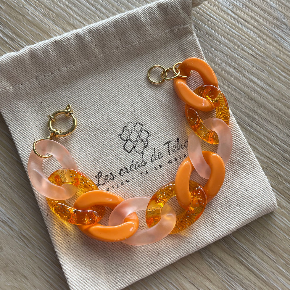 Bracelet grosses mailles orange par Les créas de Téha