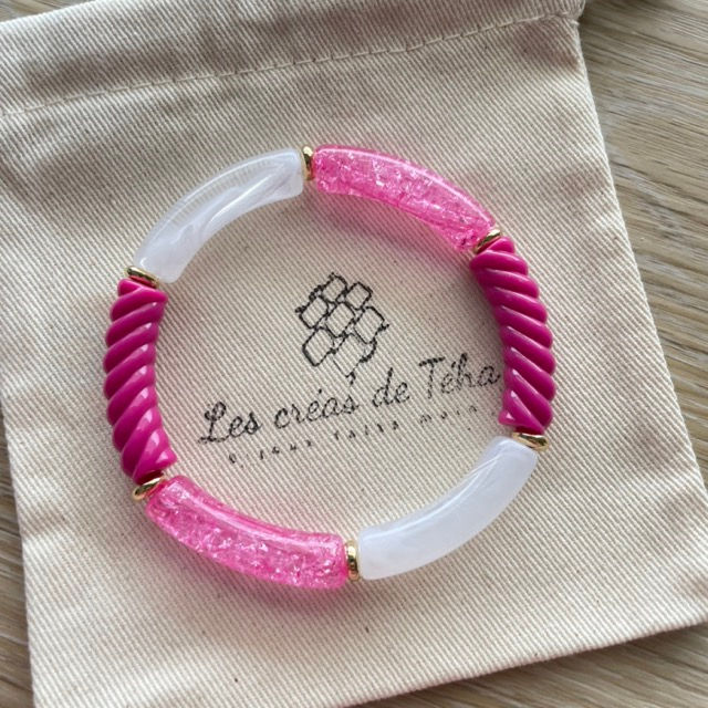 Bracelet élastique en perles incurvées