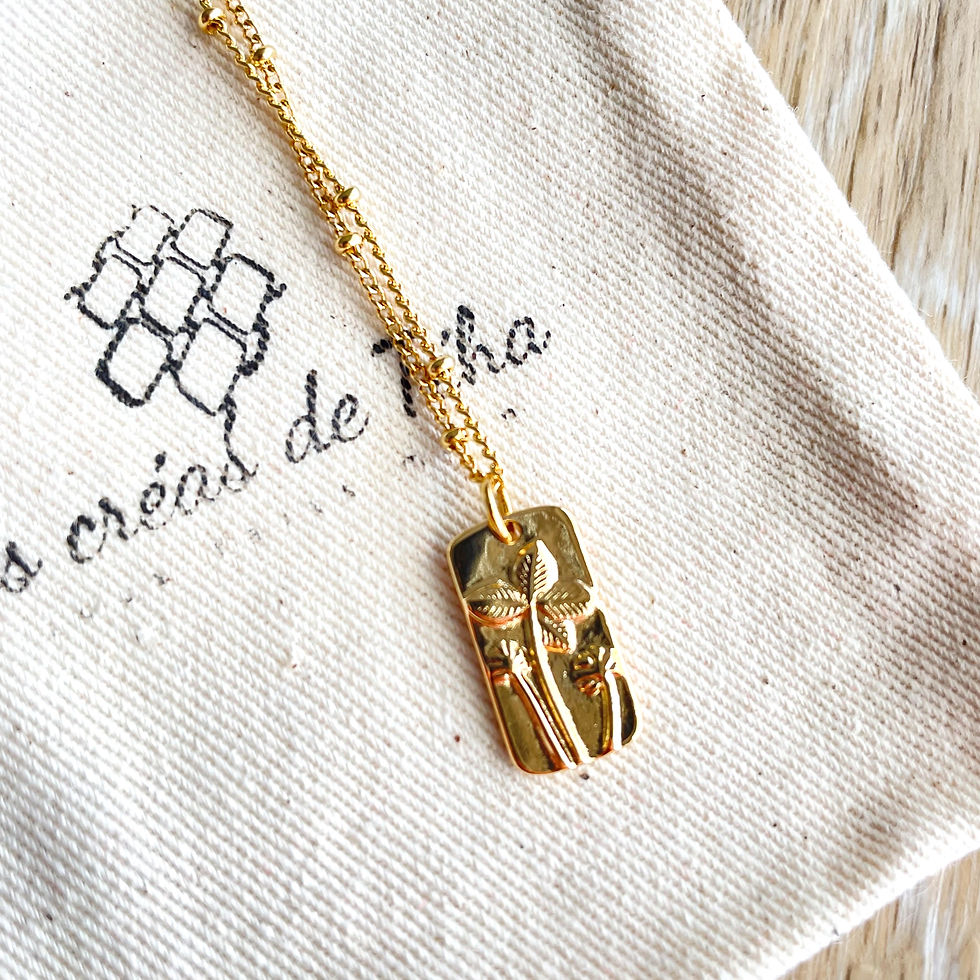 Miniature : Collier en acier inoxydable doré avec fleur par Les créas de Téha