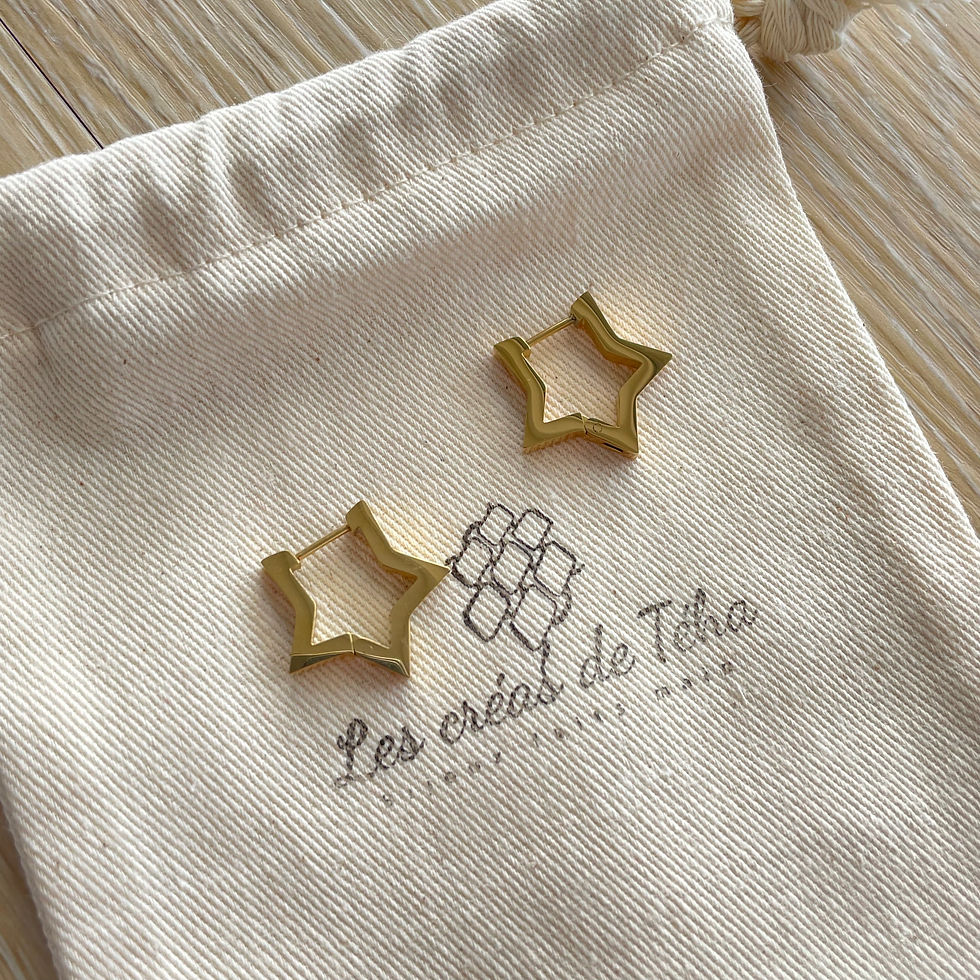 Créoles  en acier inoxydable  doré en forme d'étoile par Les créas de Téha