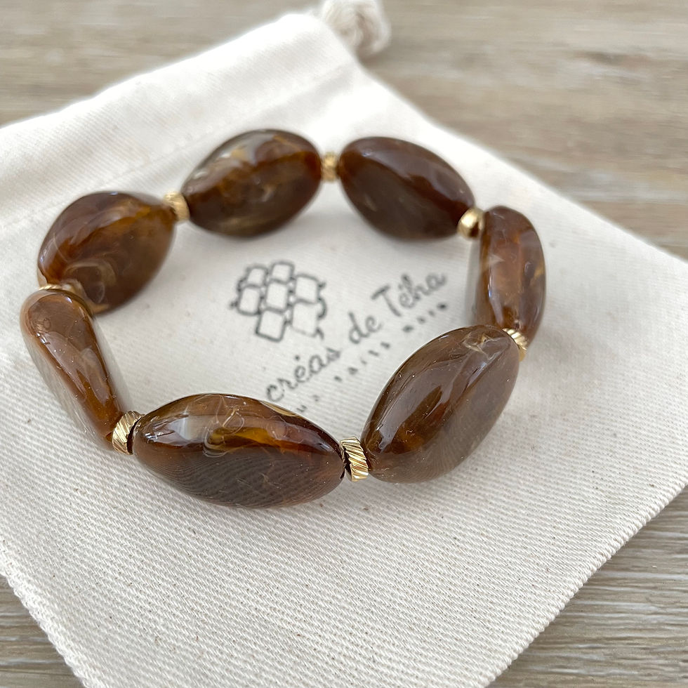 Bracelet élastique en perles acrylique et perles en acier inoxydable