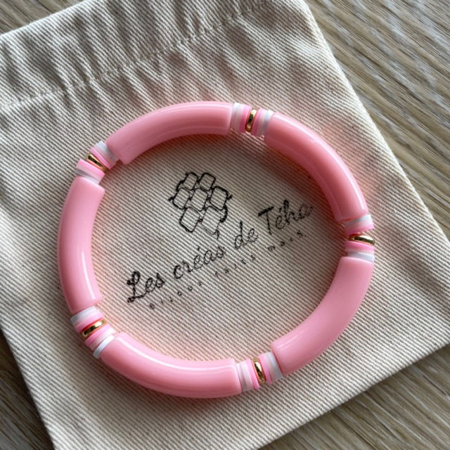 Bracelet élastique perles tubes et perles heishi par Les créas de Téha