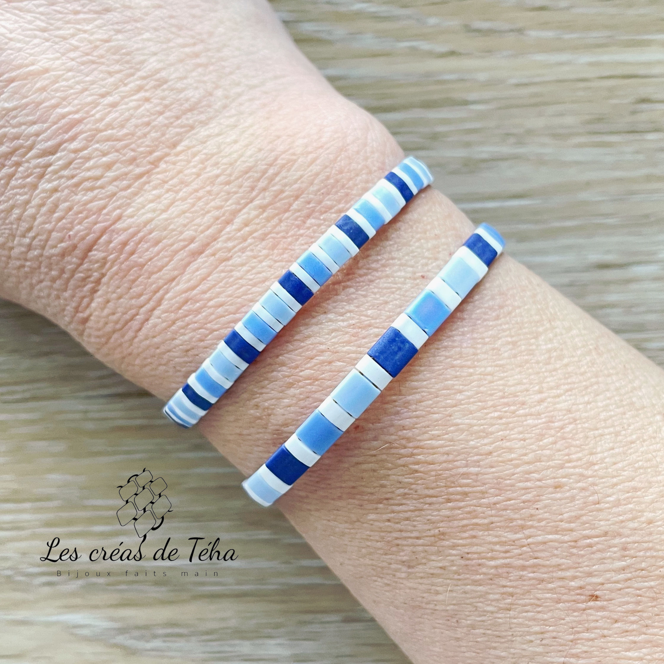 Bracelets bleus : modèle fin et large, Les créas de Téha