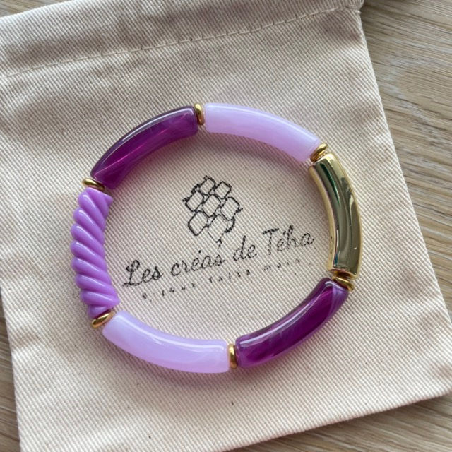 Bracelet élastique en perles incurvées