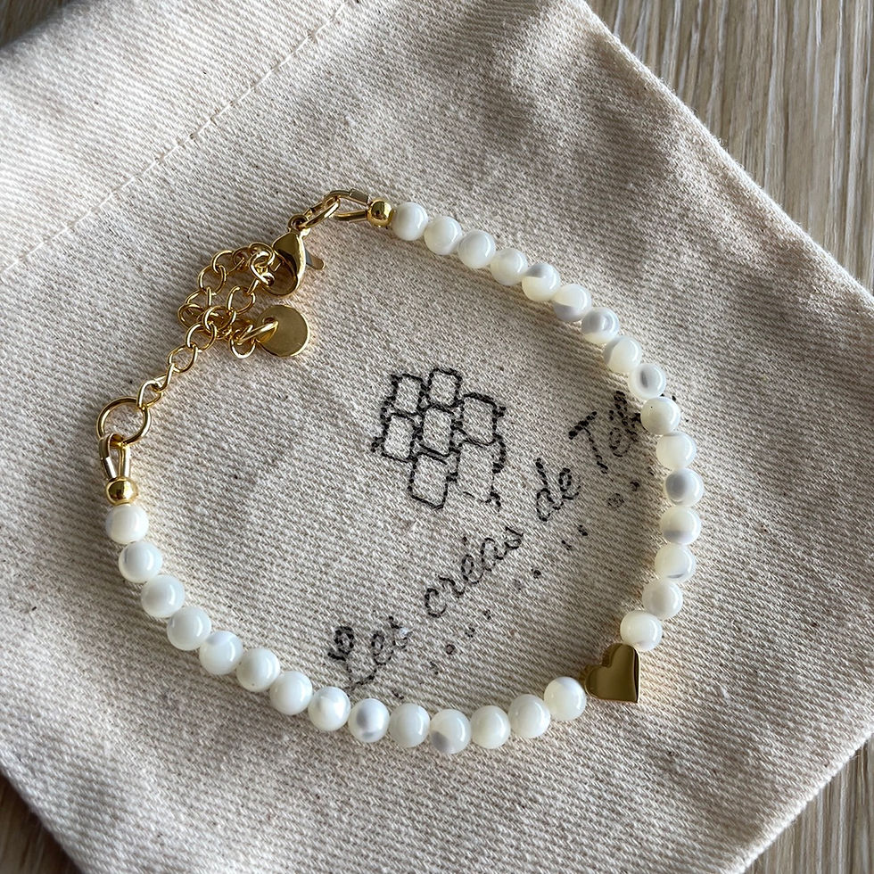 Miniature : Bracelet en perles d'eau douce, nacre et acier inoxydable modèle Aroha