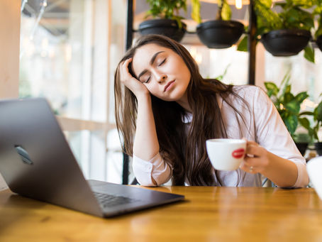 Woman resting while working