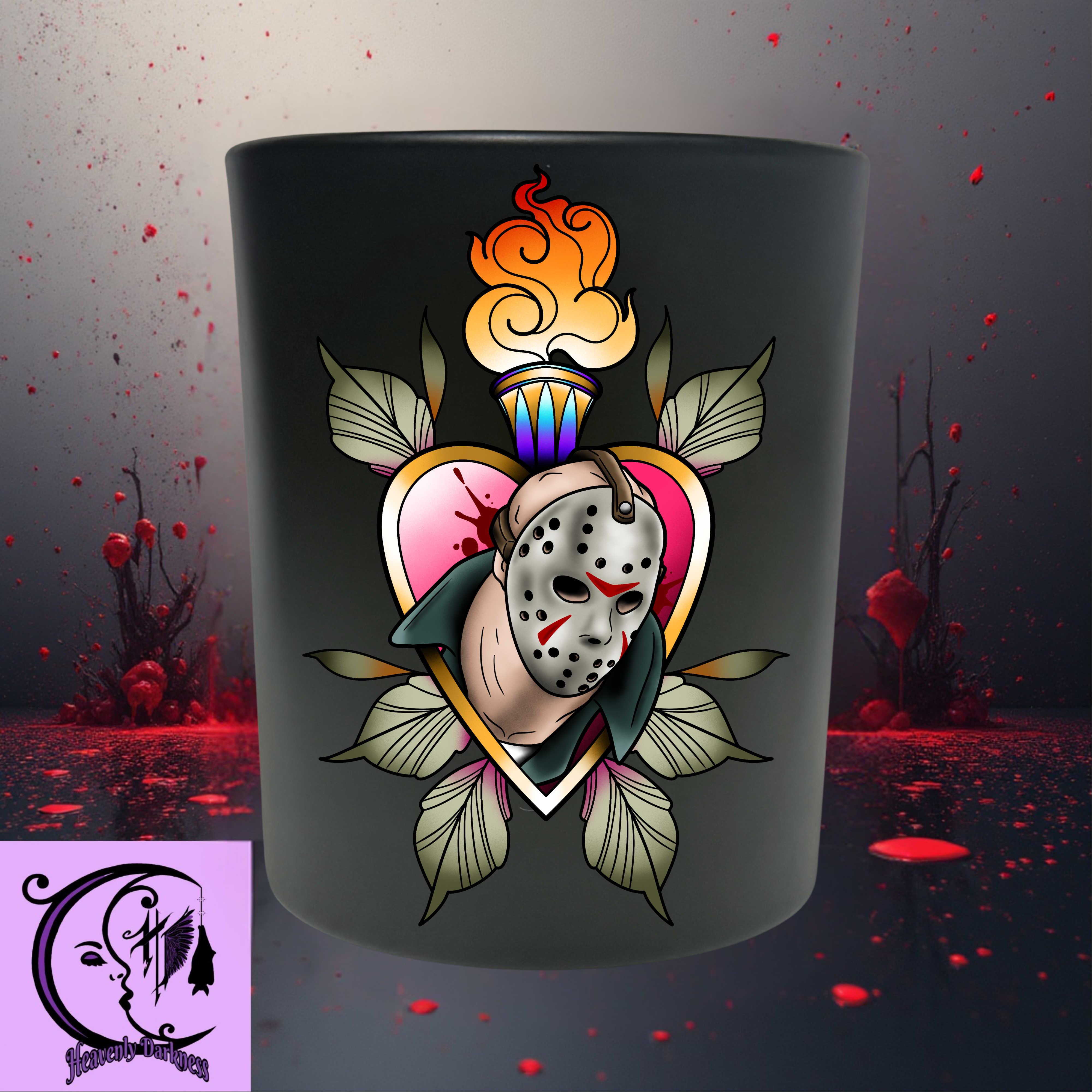Heart Jason inspired Glass Candle 20cl, highly scented, vegan fri