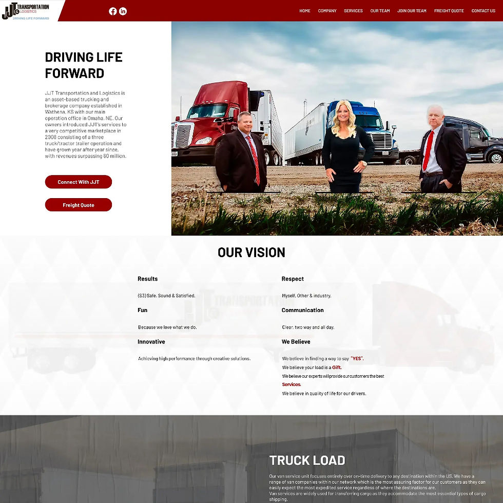 Website Design by SPB Website Designs for  JJT Transportation & Logistics