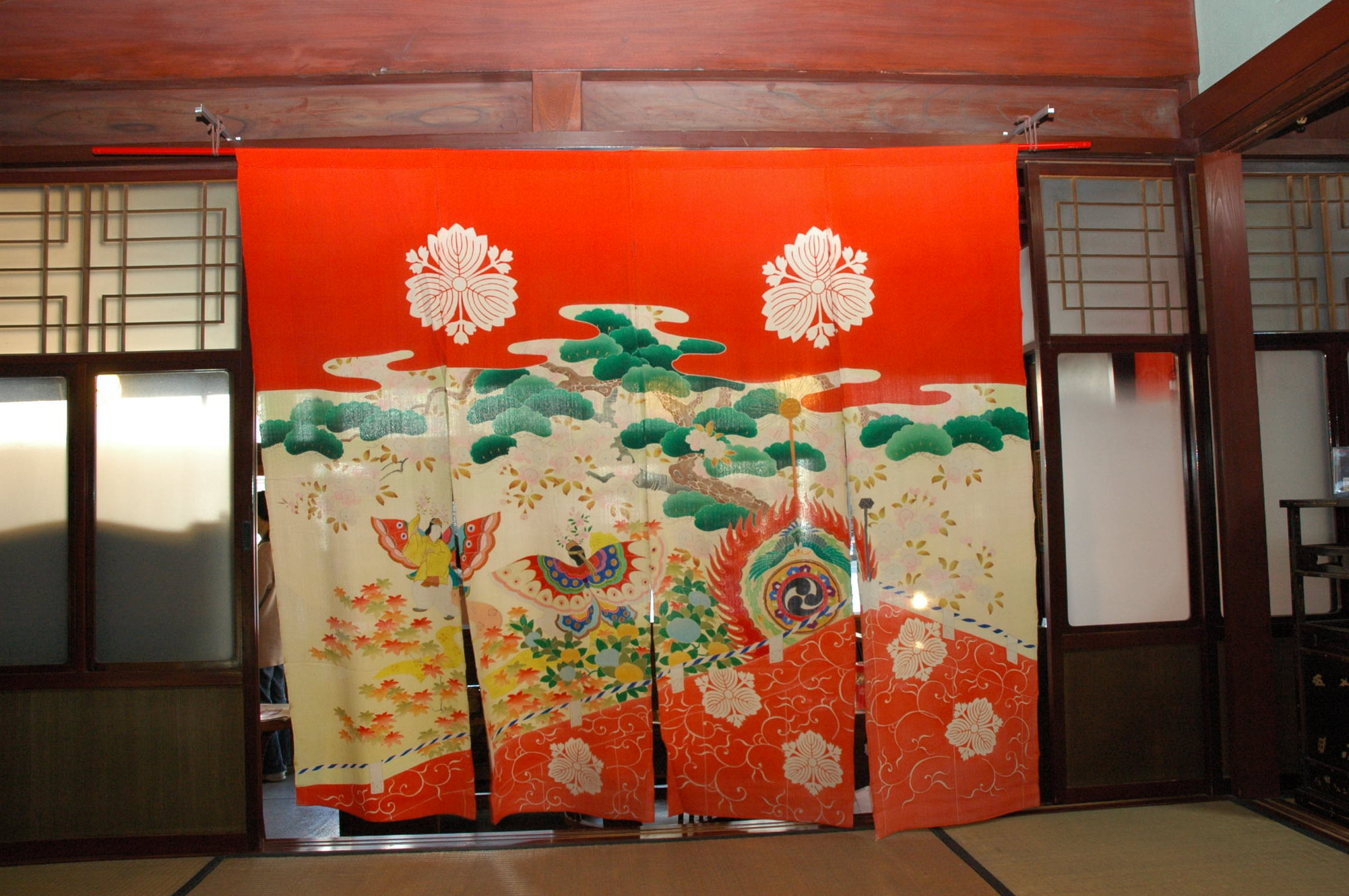 孔雀と花の花嫁のれん　　　　専用です。 加賀友禅 花嫁のれん 花嫁暖簾 孔雀 手描き 花嫁のれん号 花嫁