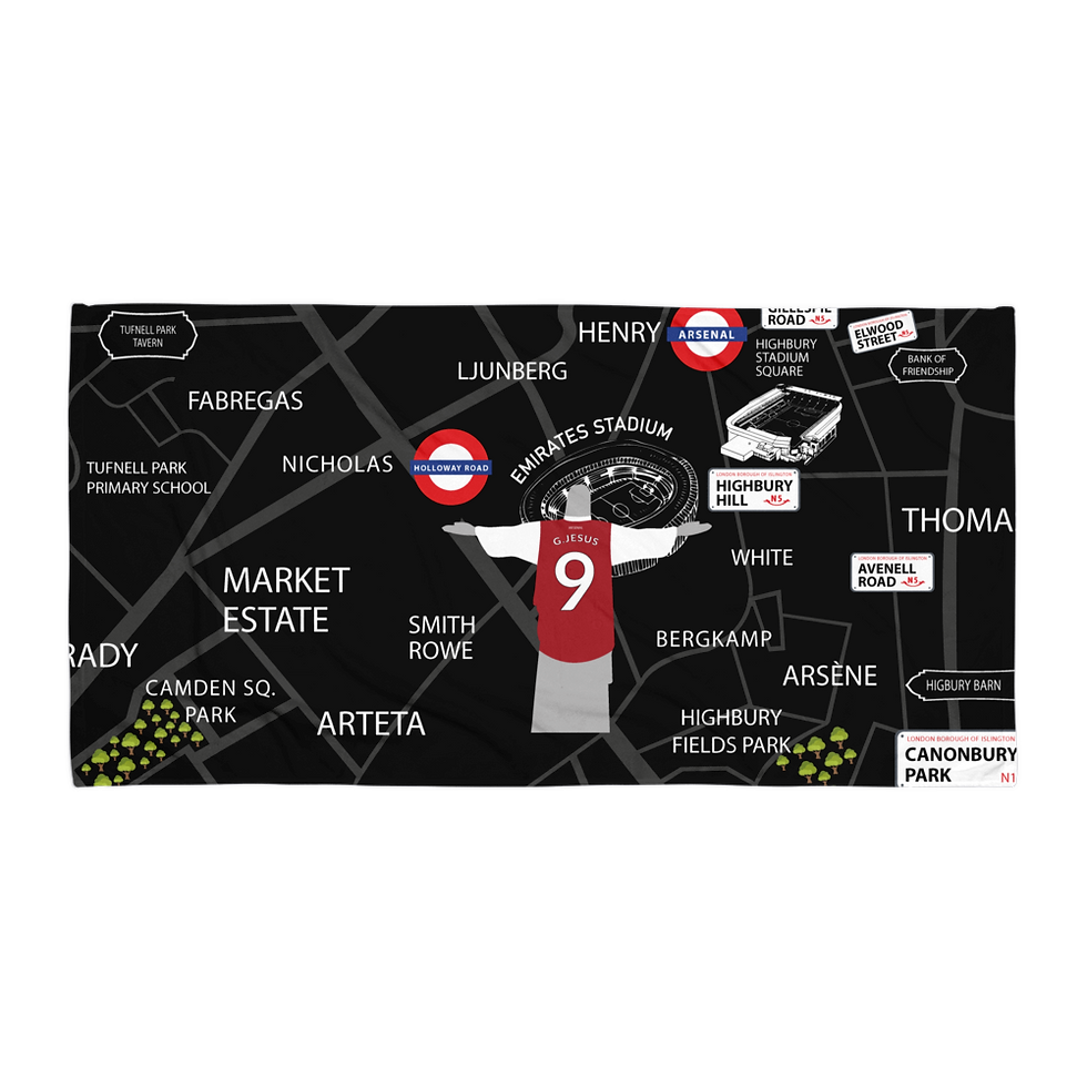 Miniatura: Funky Map of London & Arsenal Fan Landmarks Landscape Towel