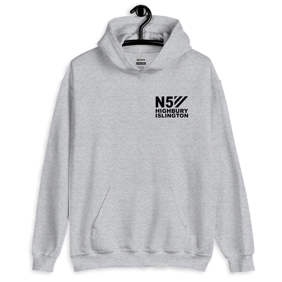 Miniature : N5 3 Lines Highbury Islington small print design Unisex hoodie