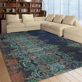 Tapete de Sala e Quarto Veludo Antiderrapante Indian Azul Ambientado.jpg