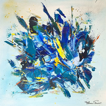 SUMMER#canva #bleu#jaune#exposition#galerie#artiste peintre#Florence Pradat#été