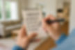 Hand holding notebook checklist of household rooms.