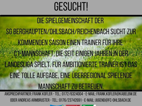 Trainer für C-Junioren Landesliga gesucht!