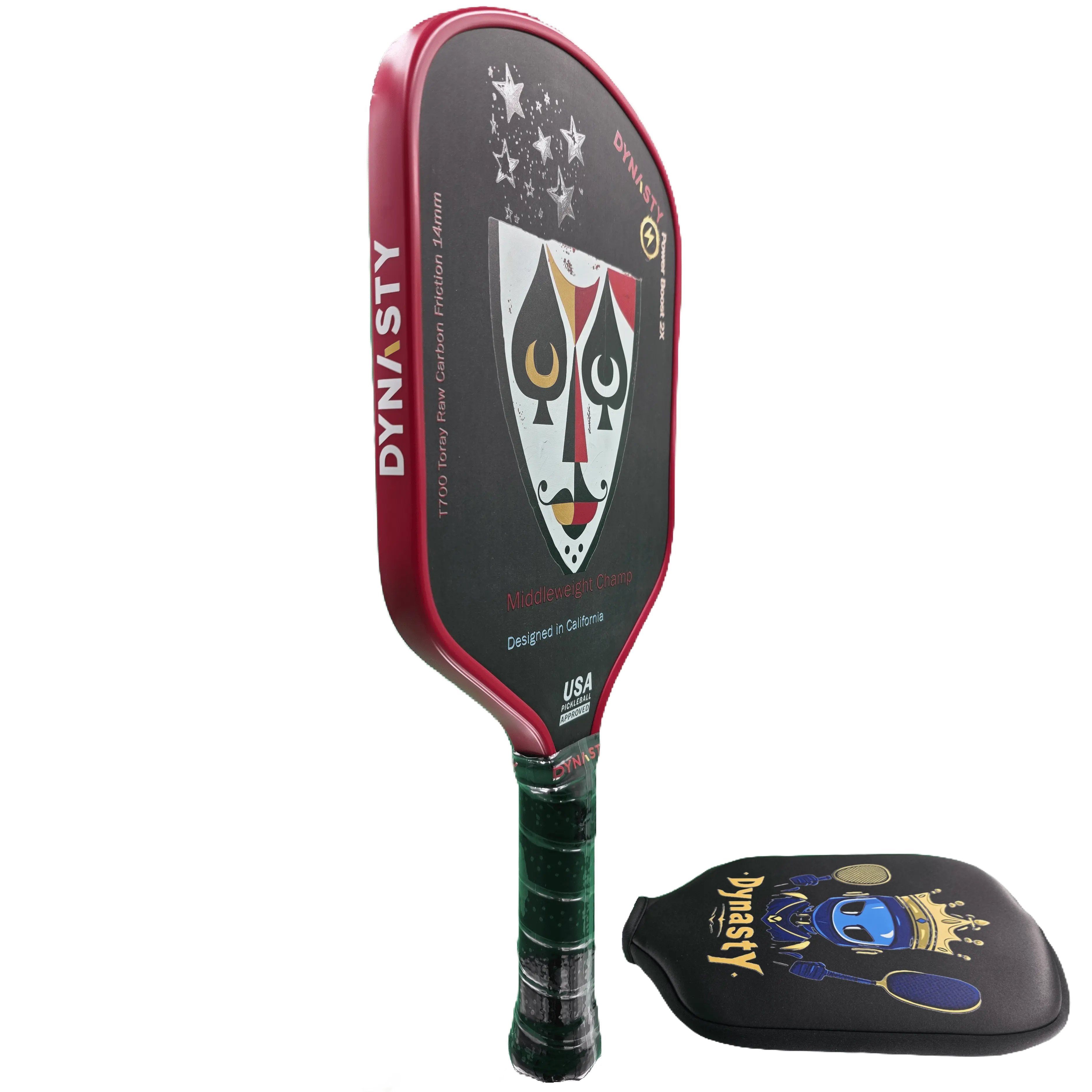Dynasty Middleweight T700 Raw Carbon Fiber Power Boost 2x 14m Pickleball Paddle