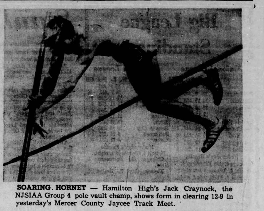 Jack Craynock of Hamilton West wins the county pole vault title 1967