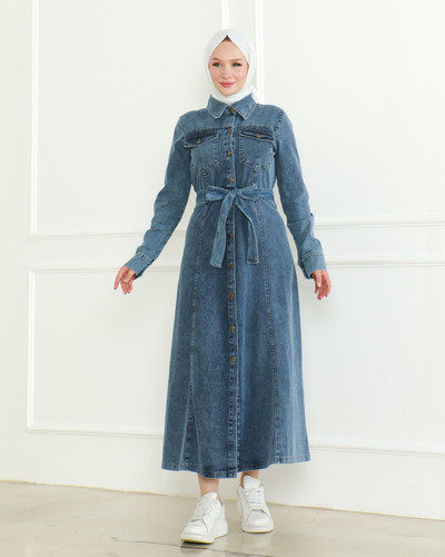knee length dresses for ladies I Need You Denim Midi Dress