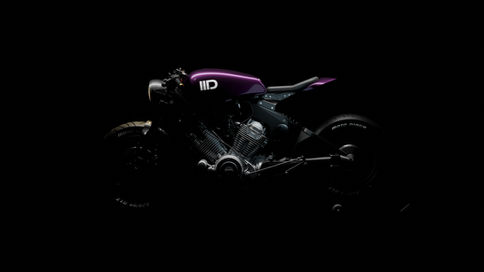 3D render of motorcycle, Purple version cafe racer