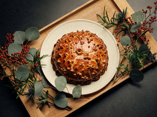Roberta Hall-McCarron's Xmas pie with foliage and red berries