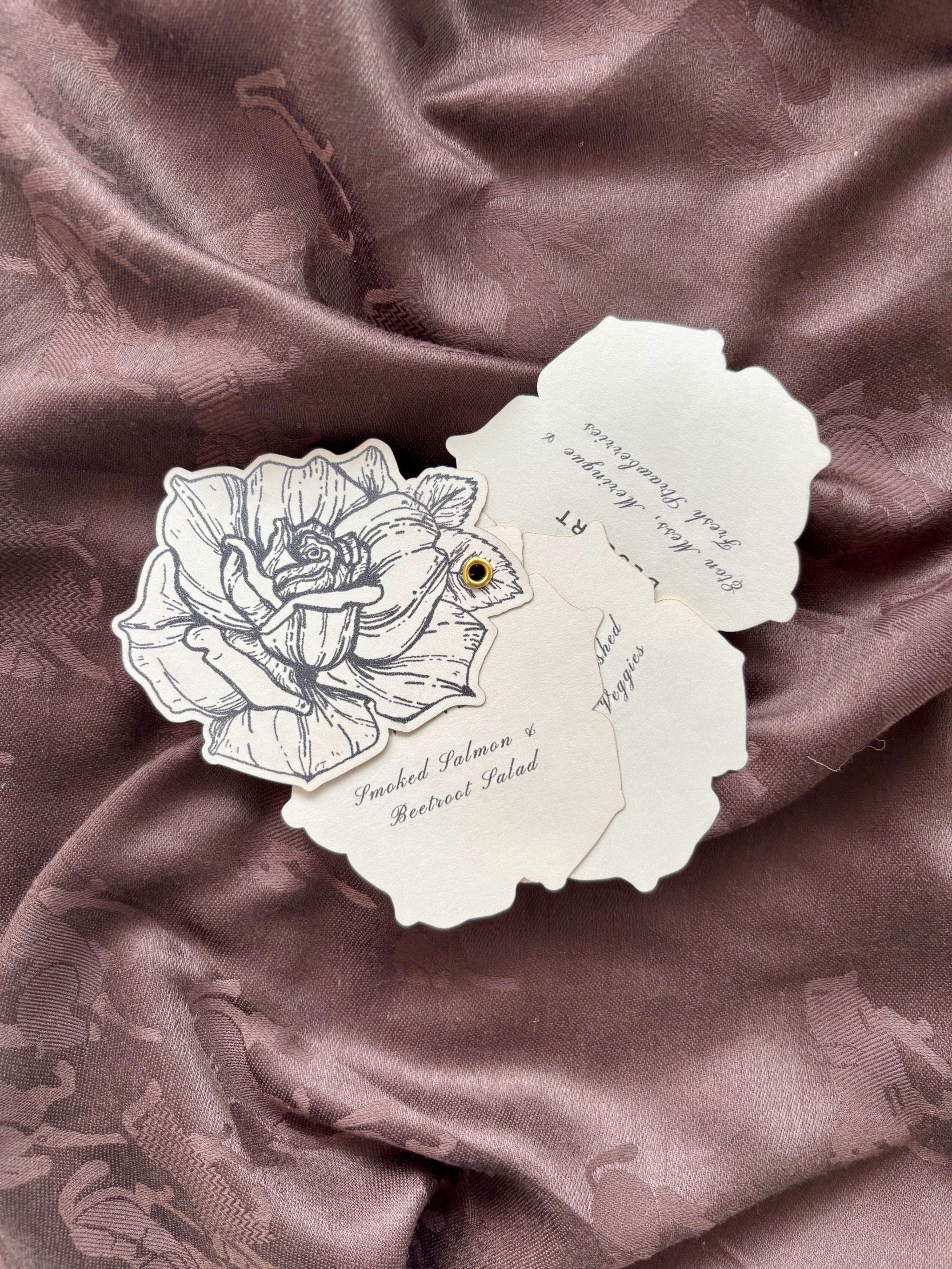 Floral Fan Wedding Menu | Luxury Interactive Wedding Favour | Hand-drawn Floral