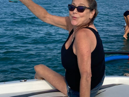 She loves her private boat ride off the shores of Chicago on Lake Michigan