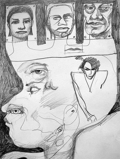 Thoughts inside my head graphite drawing by Zangmo Allexander
