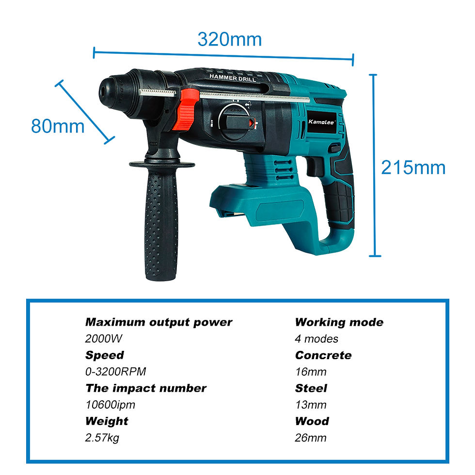 Miniatura: Kamolee 2000W 10600IPM Brushless Cordless Rotary Hammer Drill Rechargeable Elect
